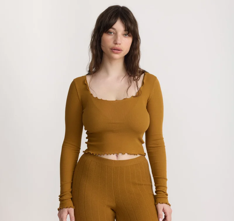 Image of Core Rib V-Neck Long Sleeve Tee