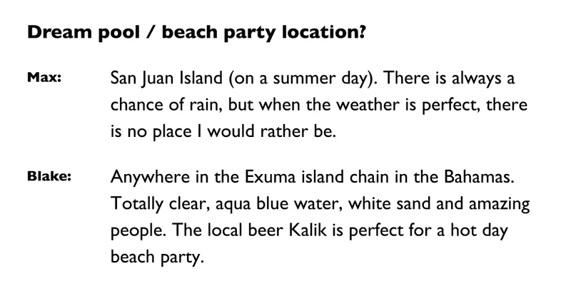 DREAM POOL / BEACH PARTY LOCATION?