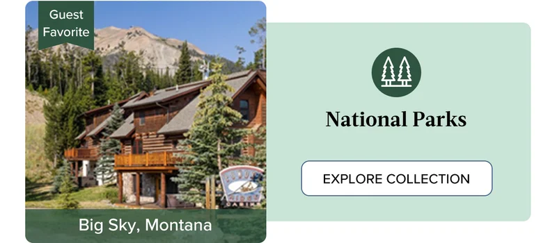 Escape to a rustic private cabin near Yellowstone’s vast wilderness in Big Sky, Montana.