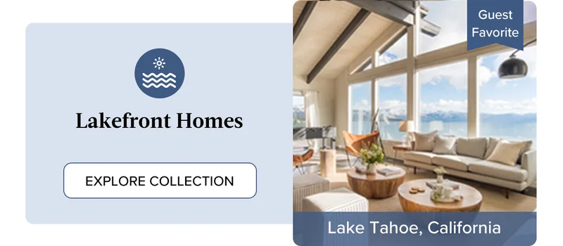 Soak up the views through floor-to-ceiling windows in a private rental in Lake Tahoe, California.
