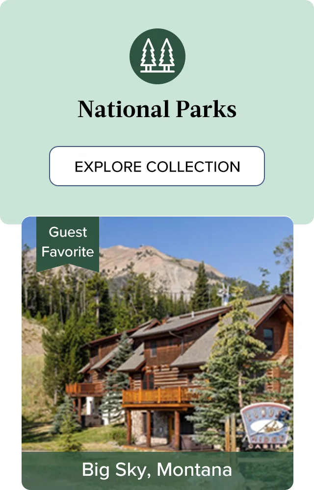 Escape to a rustic private cabin near Yellowstone’s vast wilderness in Big Sky, Montana.