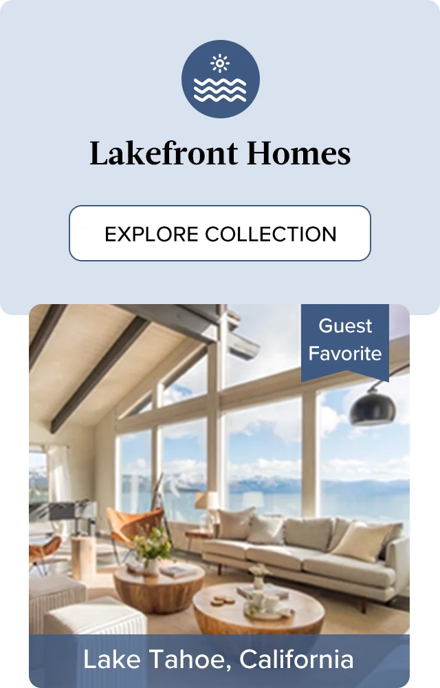 Soak up the views through floor-to-ceiling windows in a private rental in Lake Tahoe, California.