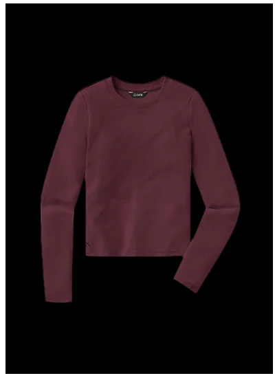 Deep Cranberry LS Tomboy Tee Cropped