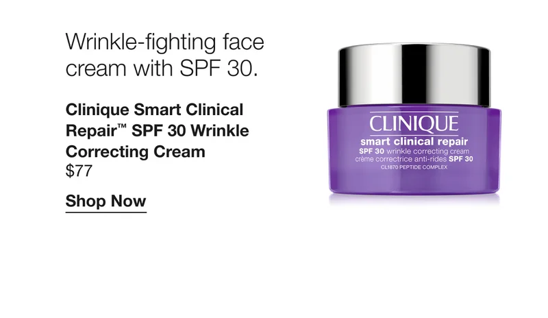 Wrinkle-fighting face cream with SPF 30. | Clinique Smart Clinical Repair™ SPF 30 Wrinkle Correcting Cream $77 | Shop Now
