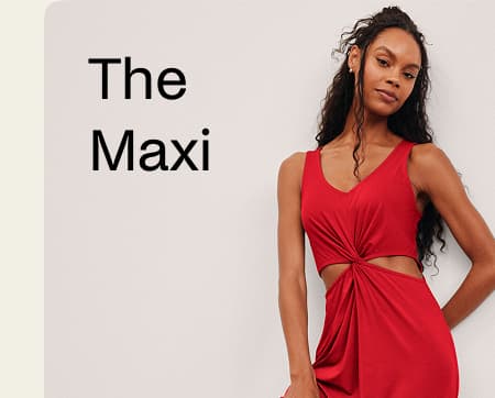 Around The World Front Twist Maxi Dress in Candy Apple