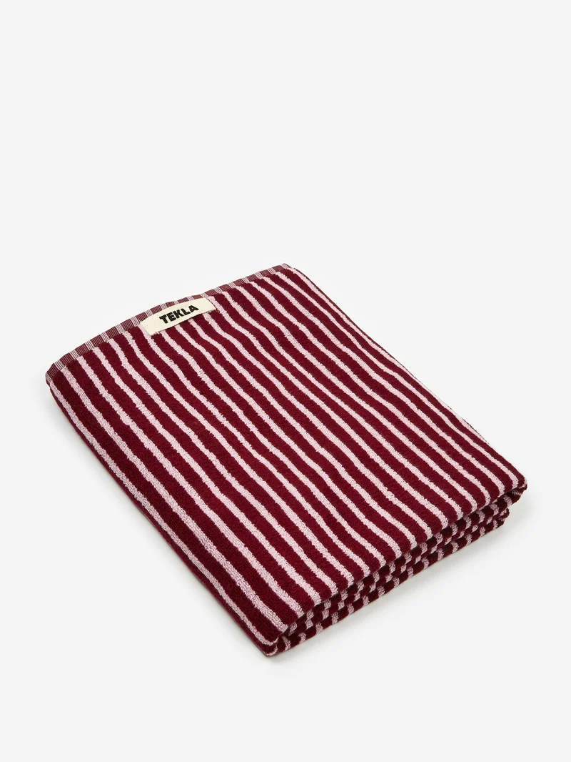Image of TEKLA Bath Towel - Red & Rose
