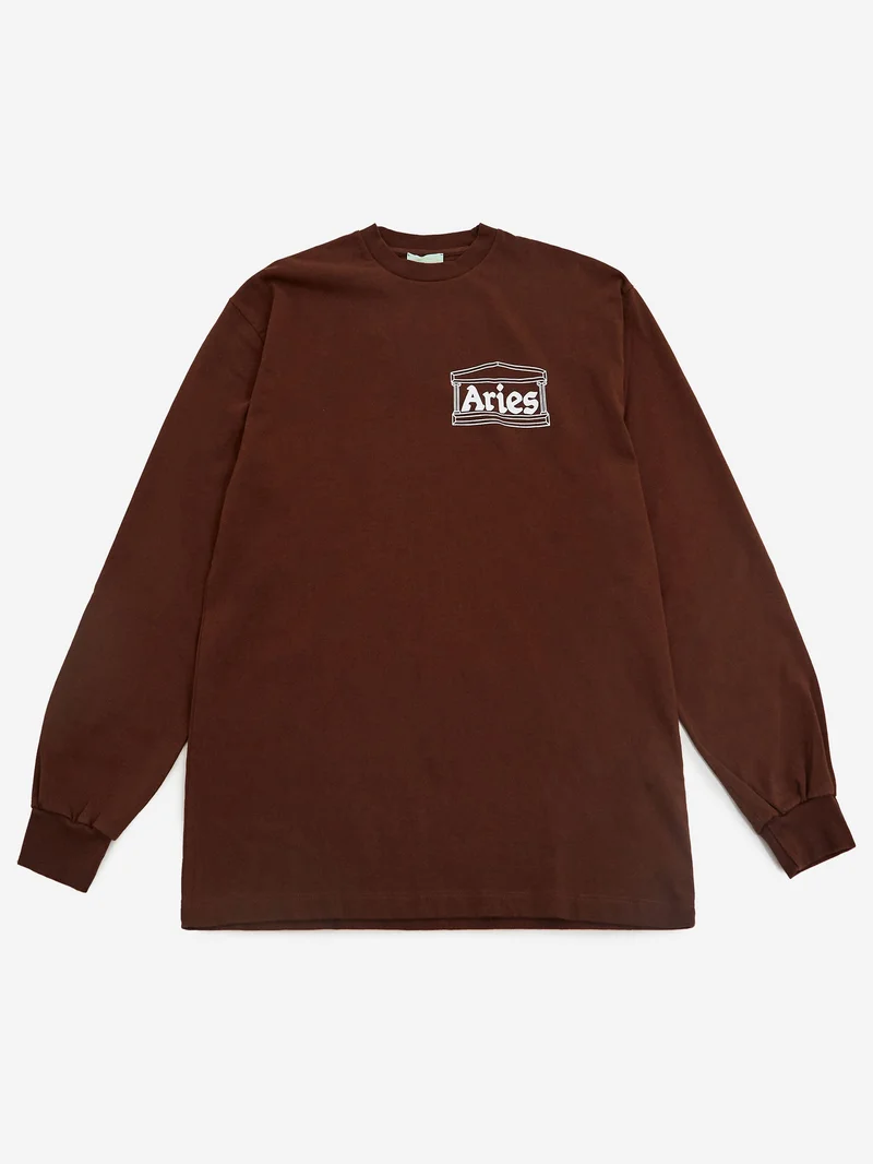 Image of Aries Temple Long Sleeve T-Shirt - Brown