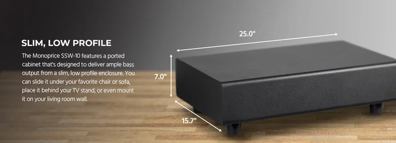 Monoprice SSW-10 10in 150-Watt Powered Slim Subwoofer