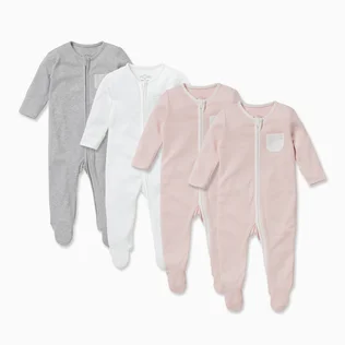 Clever Zip Baby Pajamas 4 Pack Blush Stripe / 0 - 3 M