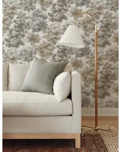 Old World Trees Peel + Stick Wallpaper-Gray