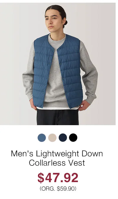 Shop Men's Lightweight Down Collarless Vest