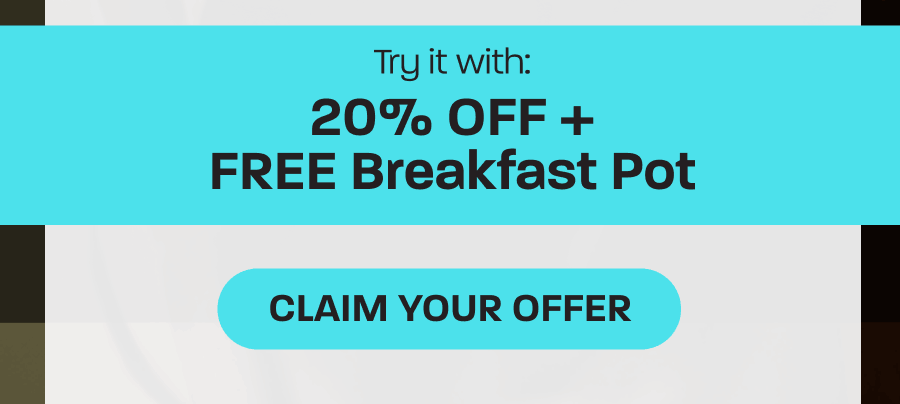 20% off and free breakfast pot