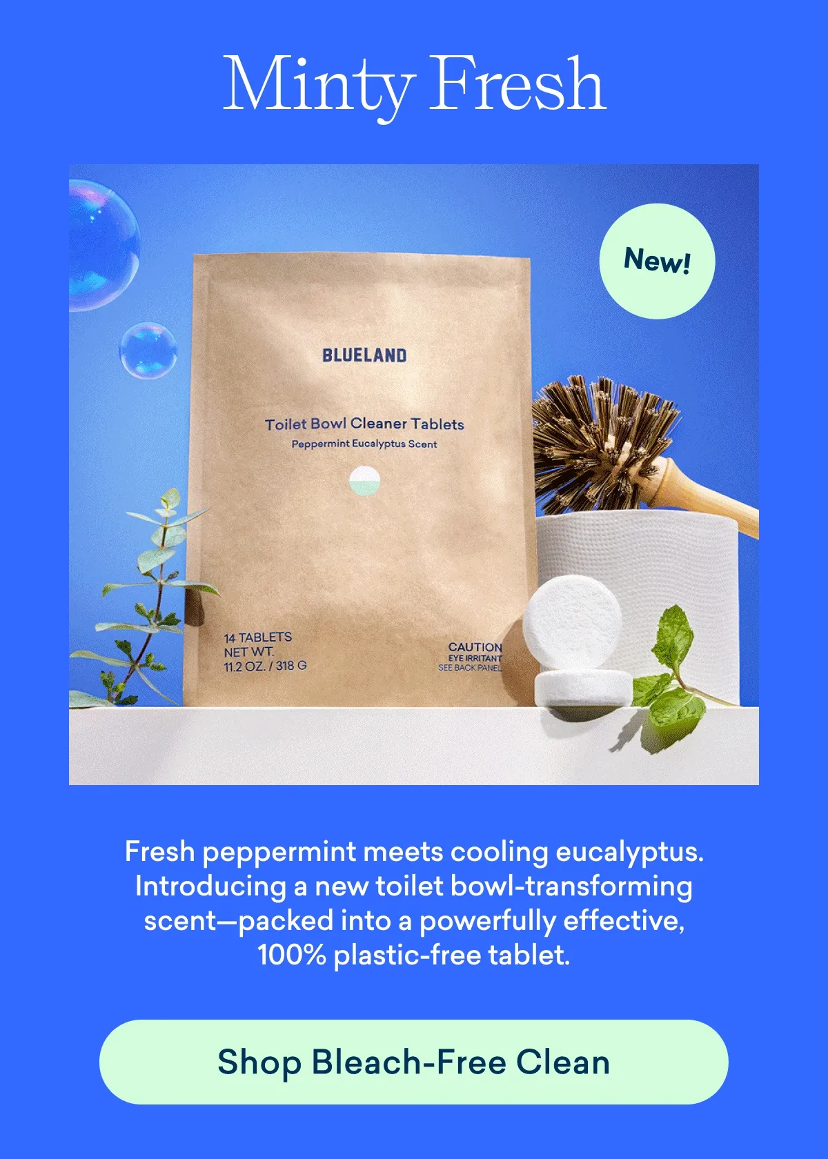 Fresh peppermint meets cooling eucalyptus: check out our newest toilet bowl tablet scent!