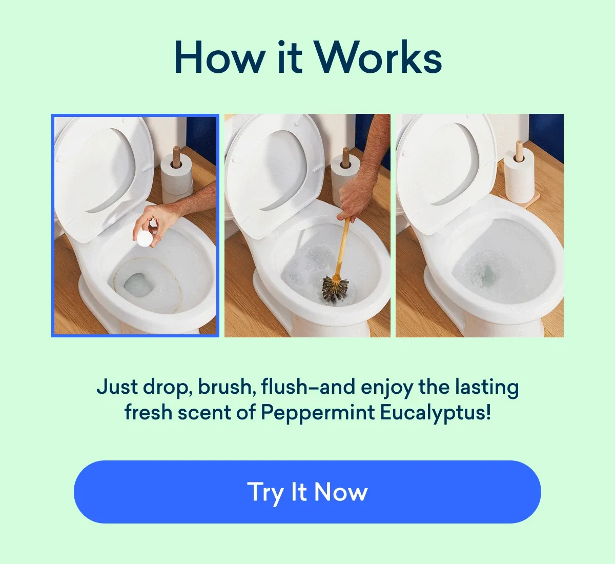 Just drop, brush and flush!