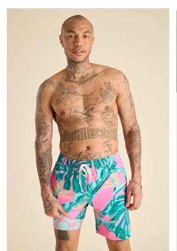 Lined Classic Swim Trunk: The Birds of Paradise 7"