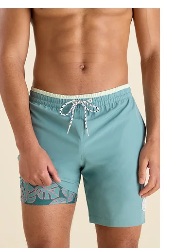 Lined Classic Swim Trunk: The Misty Breezes 7"