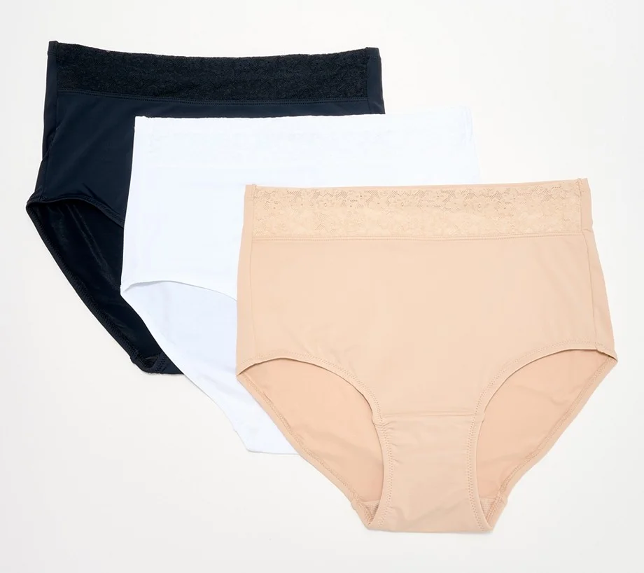 Breezies Lace Elegance Smooth Full Brief Panty Set of 3