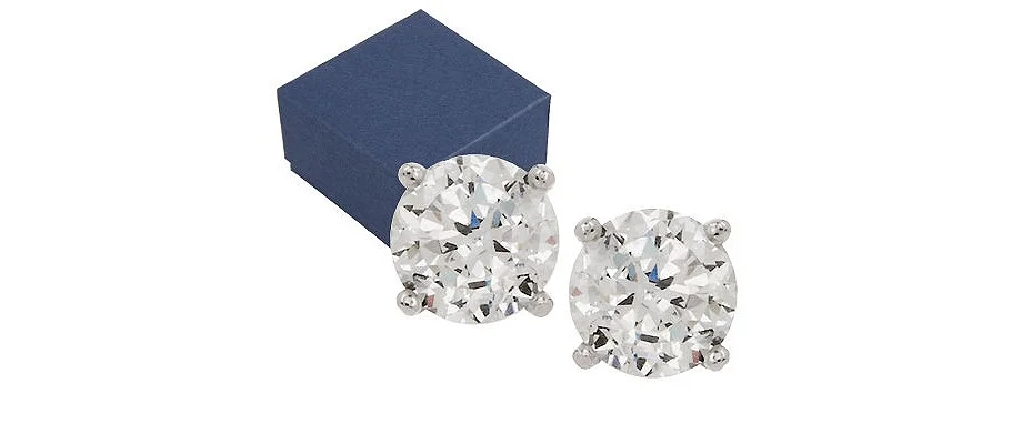 Diamonique 100-Facet 3.00 cttw Stud Earrings, Platinum Clad