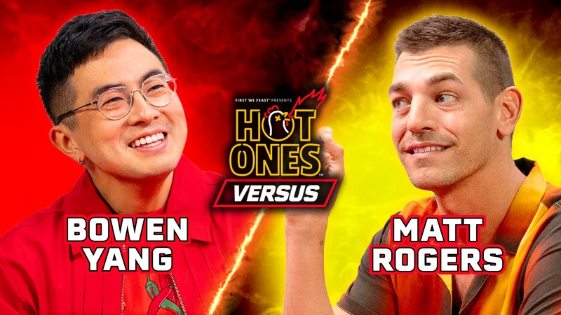 Bowen Yang and Matt Rogers on Hot Ones Versus.