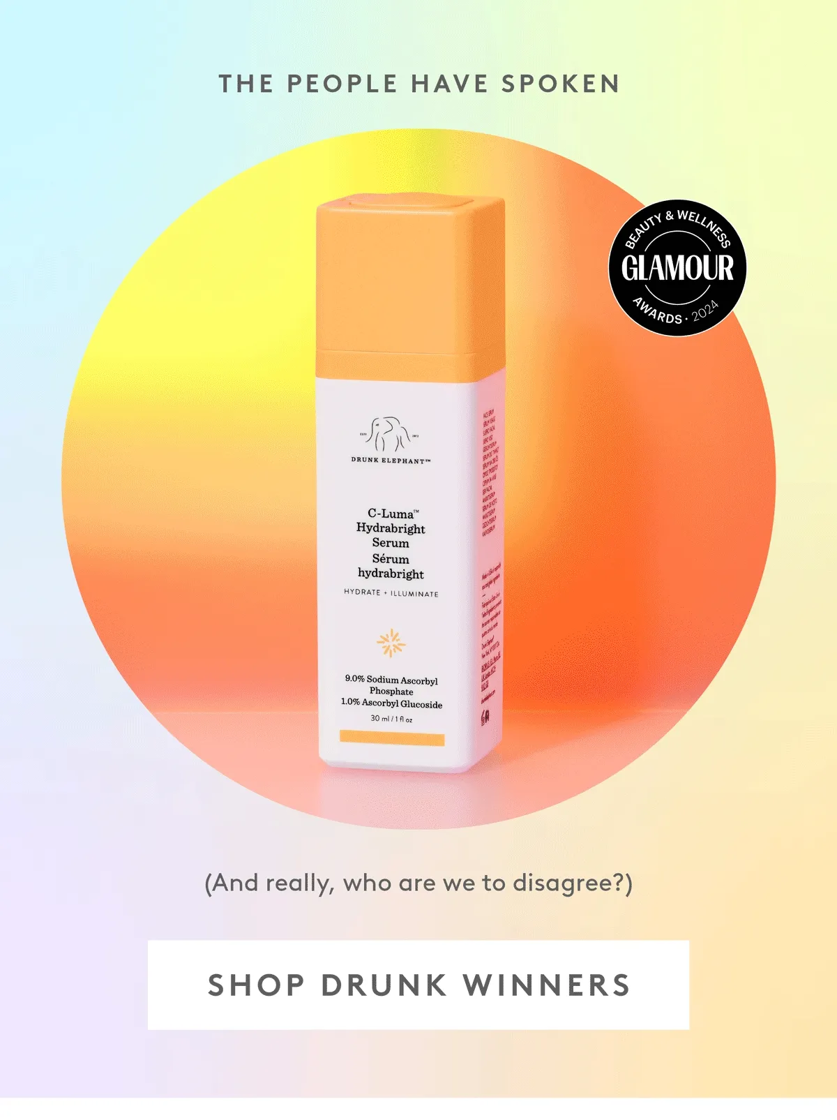 GIF of drunk award winners, C-luma, D-Bronzi, Virgin Marula Oil, Bora Barrier. Shop drunk winners