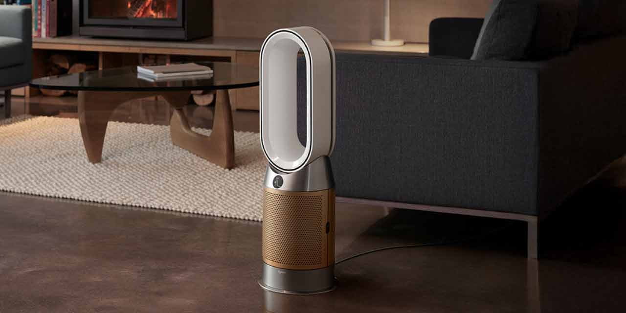 The Dyson Purifier Hot+Cool HP2 De-NOx in a home.