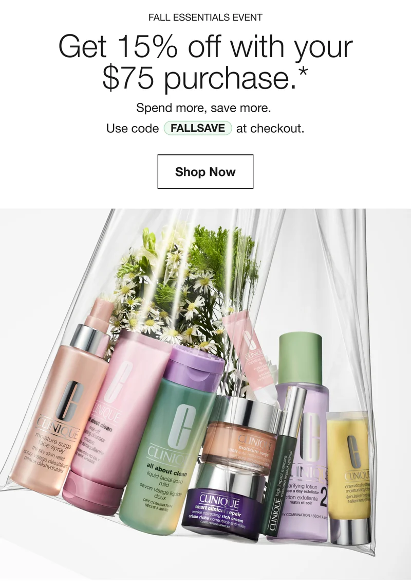 Fall Essentials Event | Get 15% off with your $75 purchase.* | Spend more, save more. | Use code FALLSAVE at checkout. | Shop Now