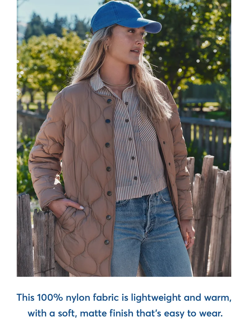 This 100% nylon fabric is lightweight and warm...