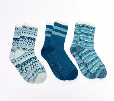 MUK LUKS Set of 3 Pair Jojoba Infused Cozy Lined Lounge Socks