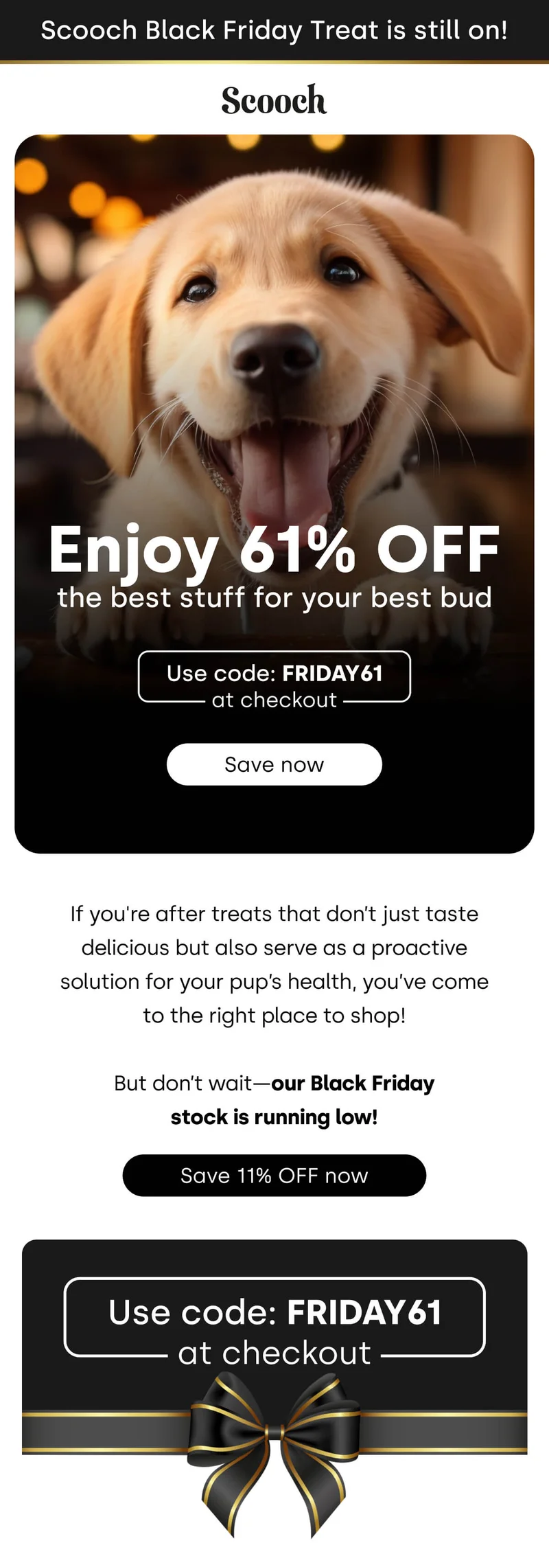 Scooch Black Friday Treat is still on!