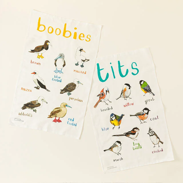 Fowl Language Tea Towel - Tits & Boobies