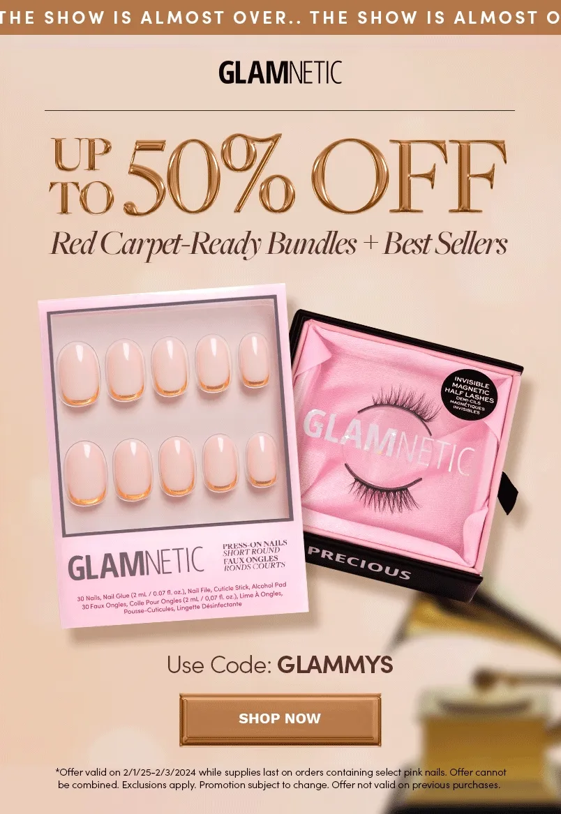 Shop 50% off Bundle + 20% off Bestsellers with the code GLAMMYS