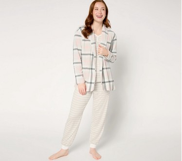 MUK LUKS Dream Cloud Pajama & Microfleece Cardigan Set