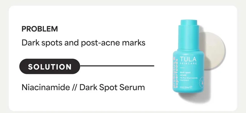 PROBLEM: Dark spots and post-acne marks. SOLUTION: Niacinamide // Dark Spot Serum