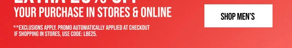 Extra 25% off Shop Men's