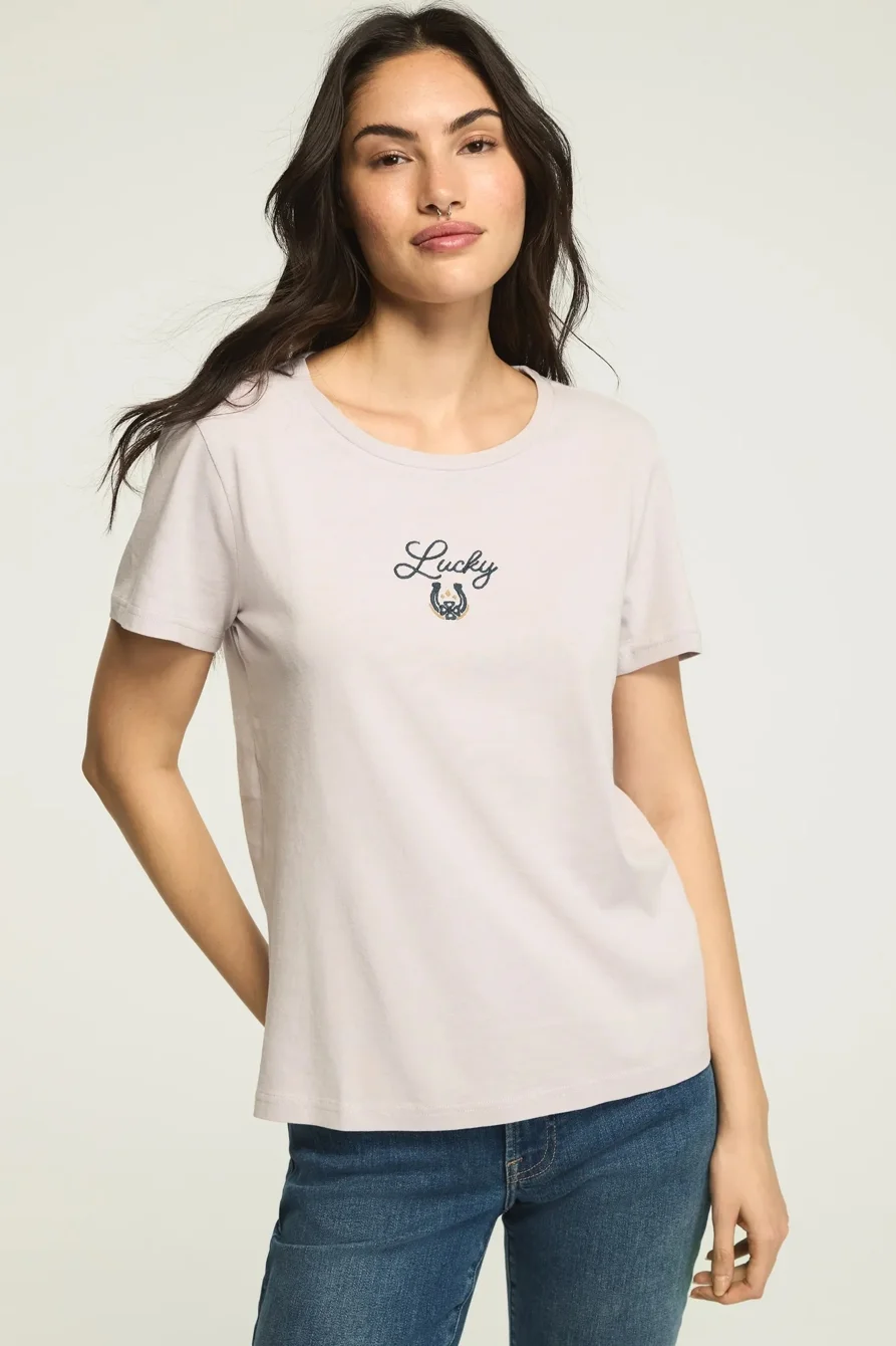 Image of Lucky Brand Lucky Horse Shoe Classic Crew in Misty Lilac
