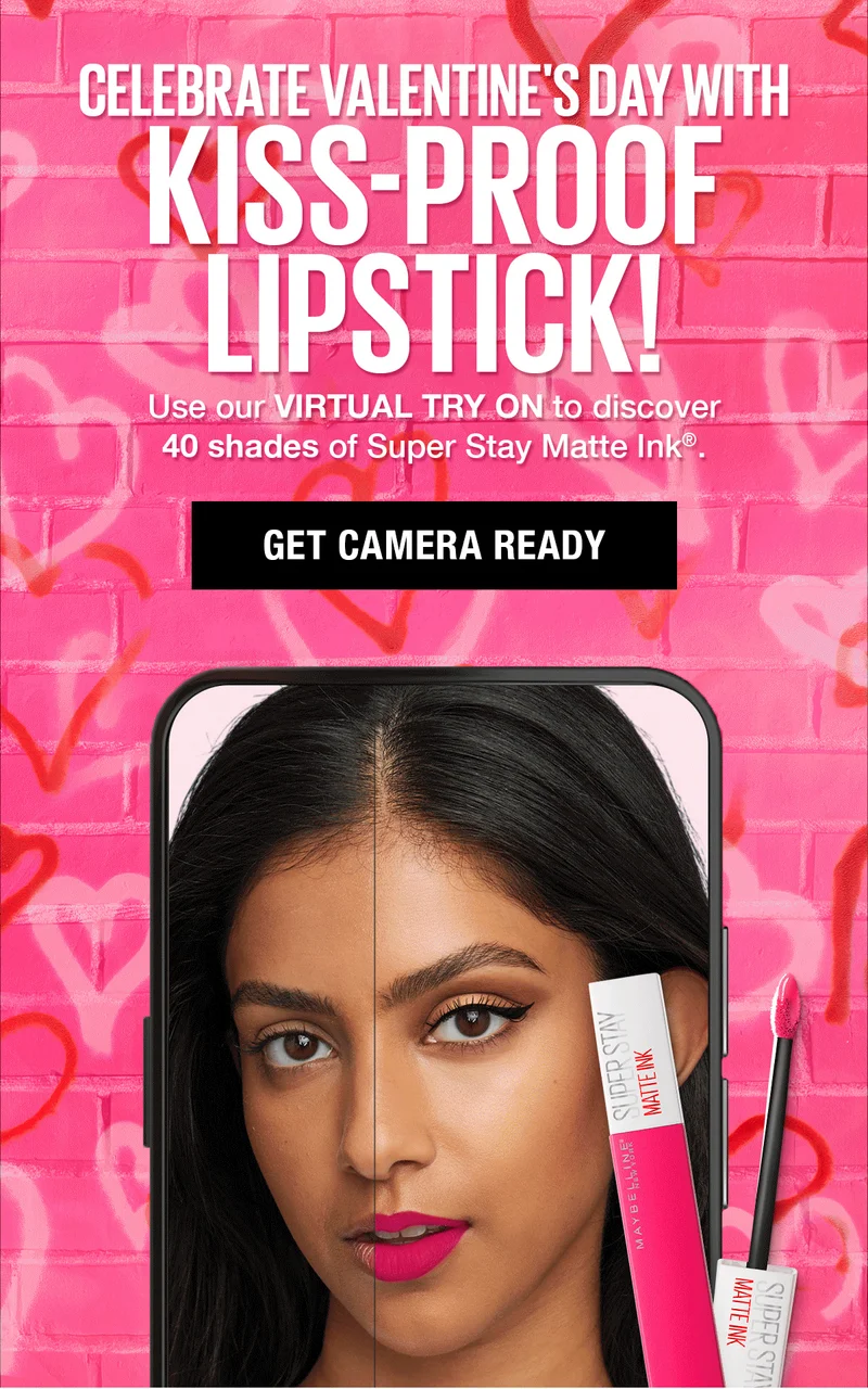 Celebrate Valentine's Day with Kiss-Proof Lipstick! Use our Virtual Try On to discover 40 shades of Super Stay Matte Ink