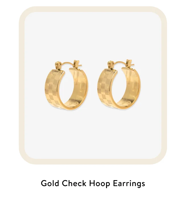 Gold Check Hoop Earrings
