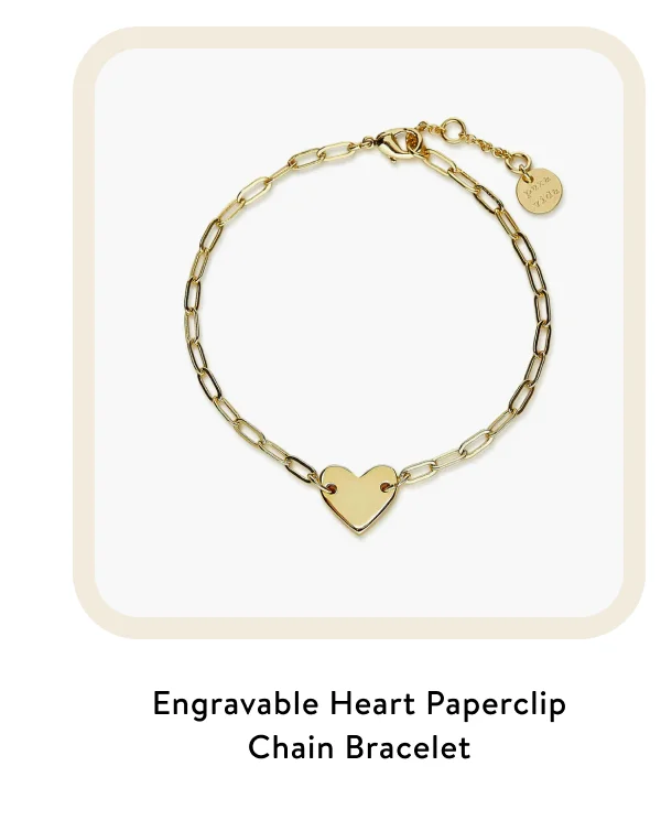 Engravable Heart Paperclip Chain Bracelet