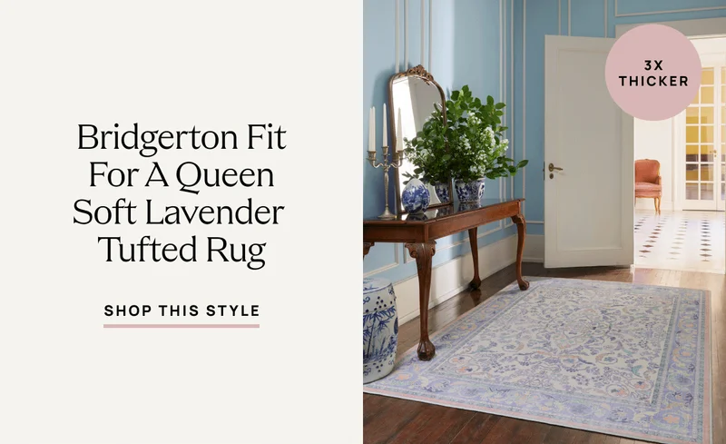 Bridgerton Fit For A Queen Soft Lavender Tufted Rug