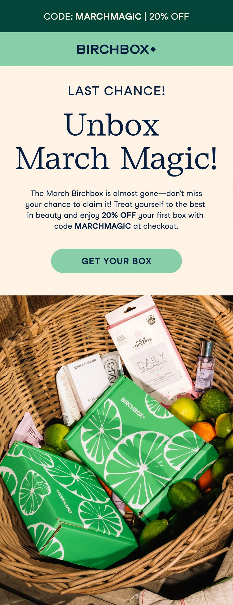 Last chance for the March box! Unbox March Magic with the code MARCHMAGIC at checkout for 20 percent off your first box.