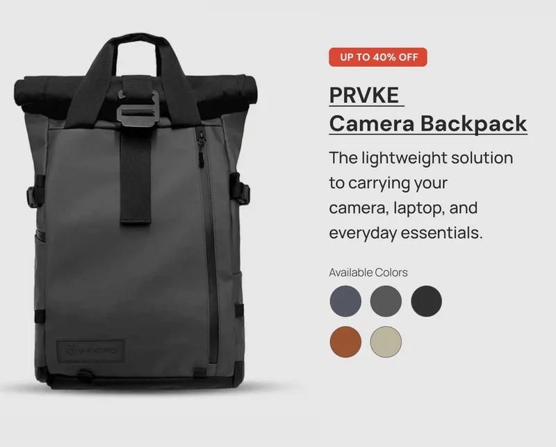 Up to 40%off PRVKE CAMERA BACKPACK - The lightweight solution  to carrying your  camera, laptop, and everyday essentials.