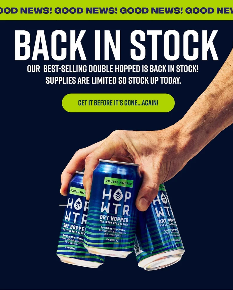 It's Back. double hopped in a new 12 oz can. shop now.