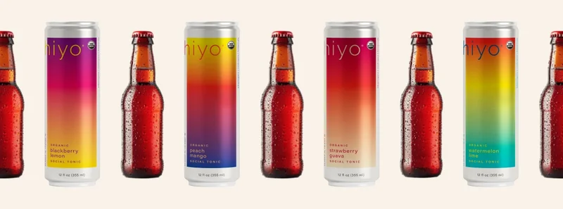 mix of alcohol bottle and different flavors of hiyo, including blackberry lemon, peach mango, strawberry guava, and watermelon lime.