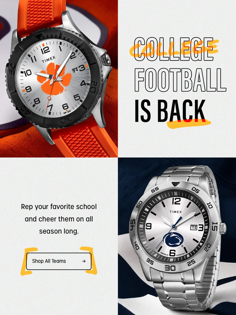 COLLEGE FOOTBALL IS BACK | Rep your favorite school and cheer them on all season long. | Shop All Teams