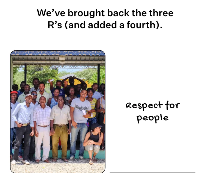 We’ve brought back the three R’s (and added a fourth). Respect people