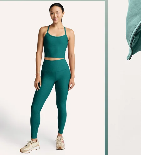 Spacedye Caught In The Midi High Waisted Legging in Teal Sea Heather