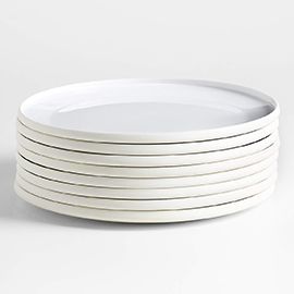 Tour White Porcelain Salad Plates, Set of 8