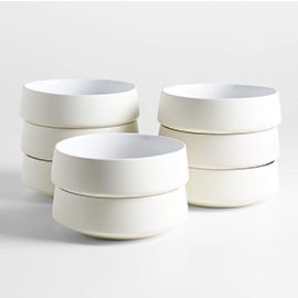 Tour White Porcelain Cereal Bowls, Set of 8