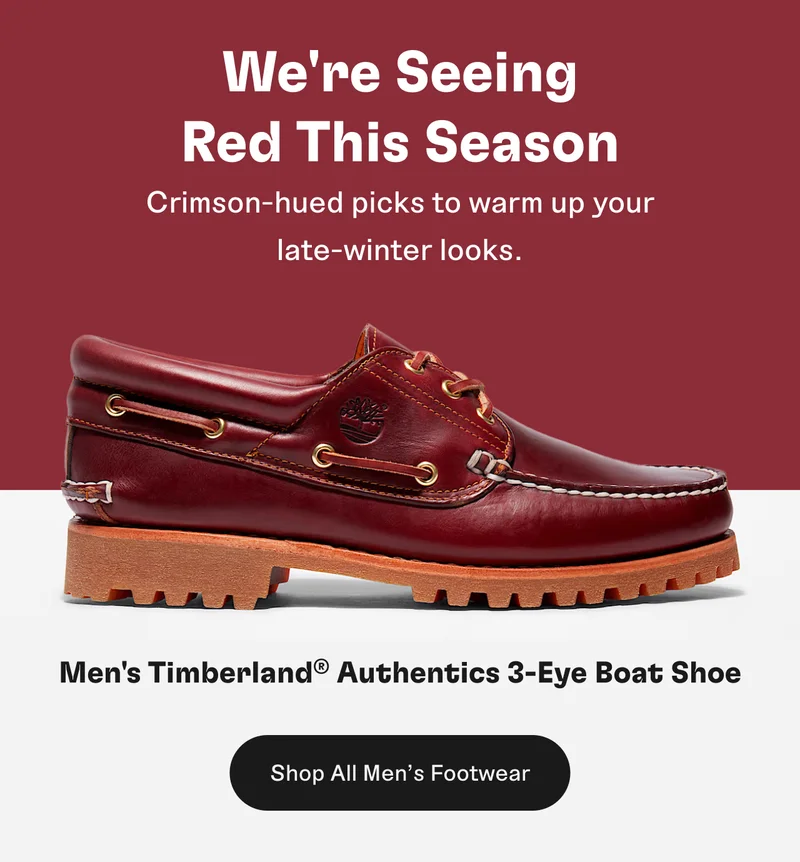 We're Seeing Red This Season. Men's Timberland Authentics 3 Eye Boat Shoe. Shop All Men's Footwear.
