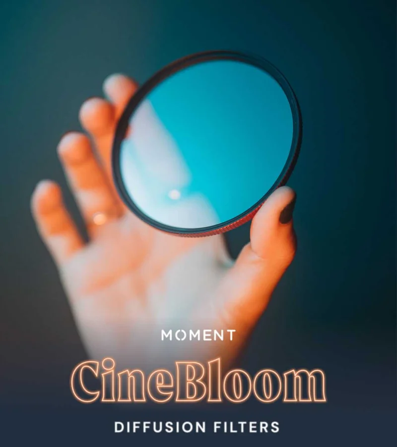 Moment CineBloom Diffusion Filters - Image of a hand holding and rotating a camera filter